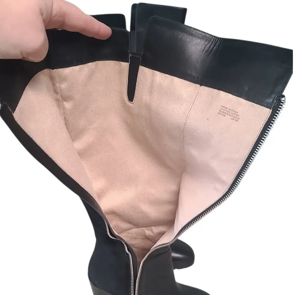 Michael Kors Clara Black Wedge Boots Size 6 GUC 15" Shaft Vachetta Leather - Picture 9 of 9